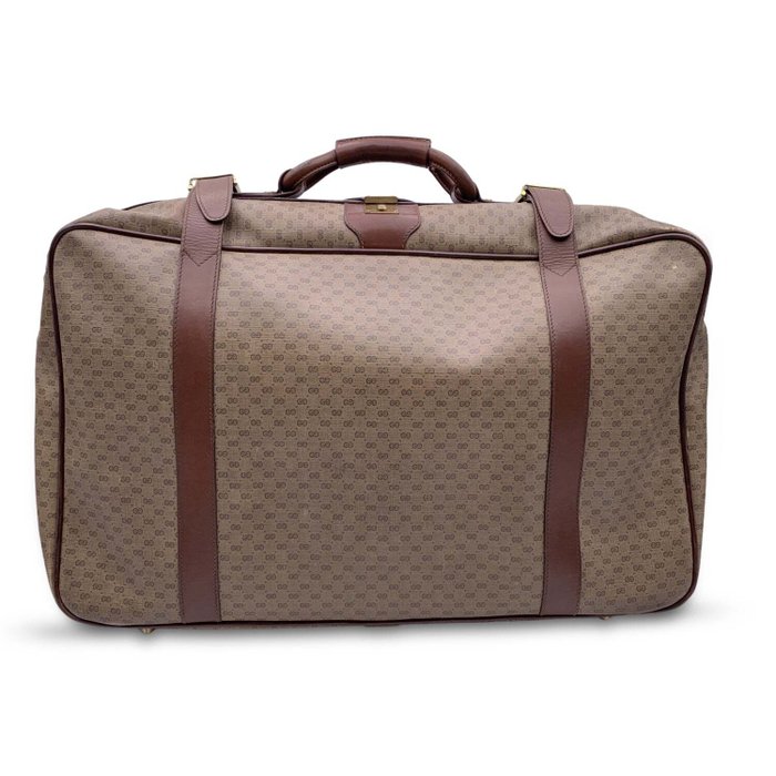 Gucci - Vintage Beige Monogram Canvas Travel Bag Suitcase - Kuffert