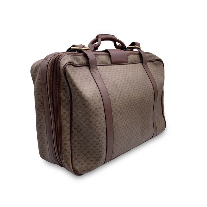 Gucci - Vintage Beige Monogram Canvas Travel Bag Suitcase - Kuffert