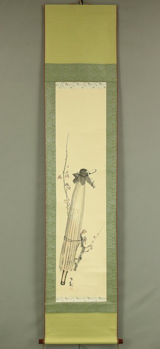 Bangasa (Coarse Oilpaper Umbrella) and Plum Branch - Ishikawa Chikuson 石川竹邨 (1884-1952) - Japan  (Ingen mindstepris)