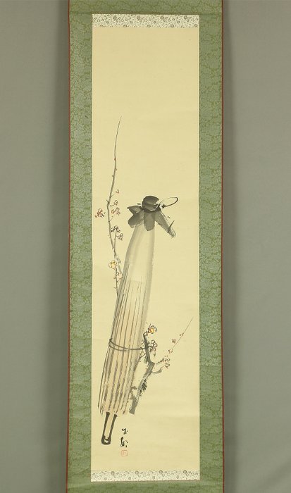 Bangasa (Coarse Oilpaper Umbrella) and Plum Branch - Ishikawa Chikuson 石川竹邨 (1884-1952) - Japan  (Ingen mindstepris)