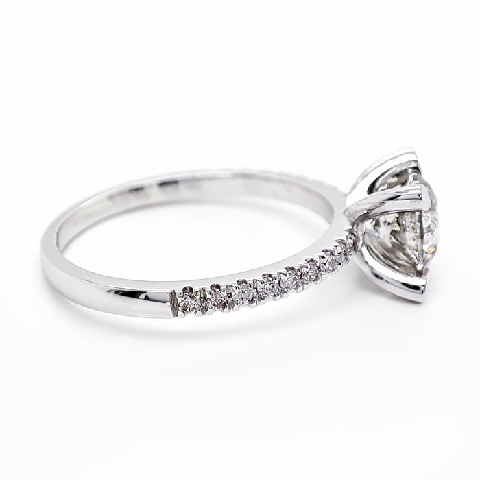 Ring - 14 karat Hvidguld -  1.17ct. tw. Grå Diamant (Naturfarvet) - Diamant