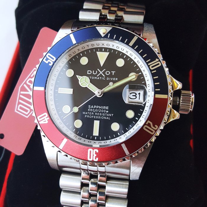 Duxot - Automatic - Atlantica - 24 Jewels - Pepsi - Diver - Ingen mindstepris - Mænd - Ny