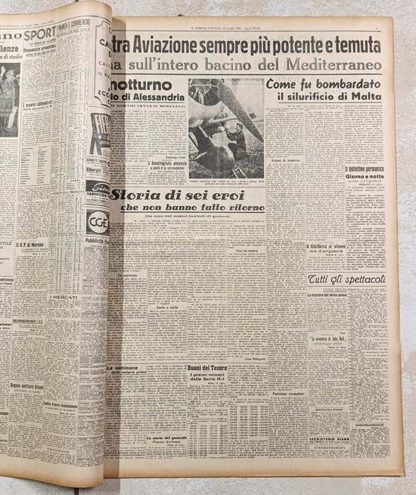 Il Popolo d'Italia - Lotto 10 giornali fascismo - Seconda guerra mondiale - 1940