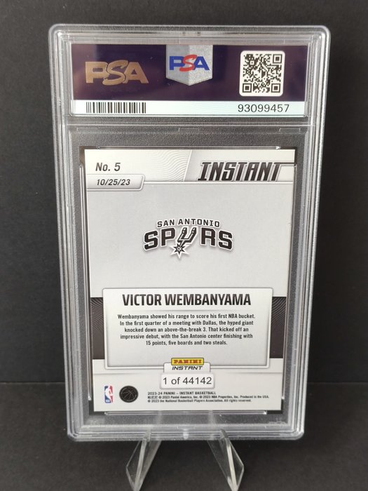 2023/24 Panini Instant Victor Wembanyama #5 NBA Debut - Rookie PSA 10 Graded card