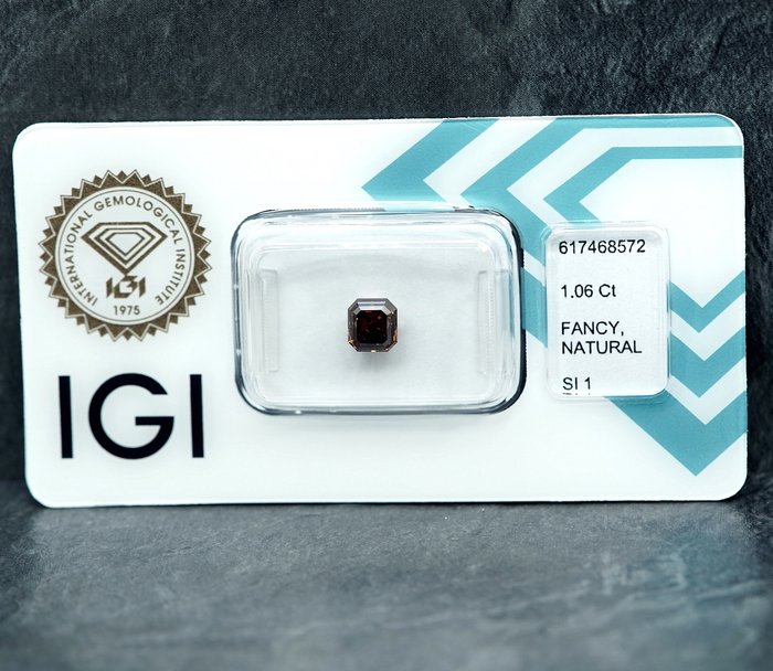 1 pcs Diamant  (Naturfarvet)  - 1.06 ct - Fancy deep Gullig Brun - SI1 - International Gemological Institute (IGI)