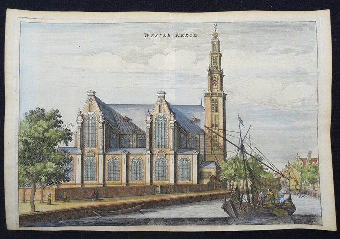 Holland - Amsterdam, Westerkerk, Westertoren, Prinsengracht, Westerhal [2 indgraveringer]; P. Von Zesen / J. Noschen - Wester Kerck / De Wester Hal - 1661-1680