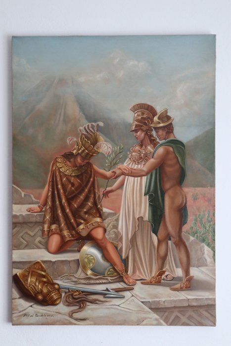 Mihai Pandelescu - Athena and Hermes welcoming a visitor at mount Olympus