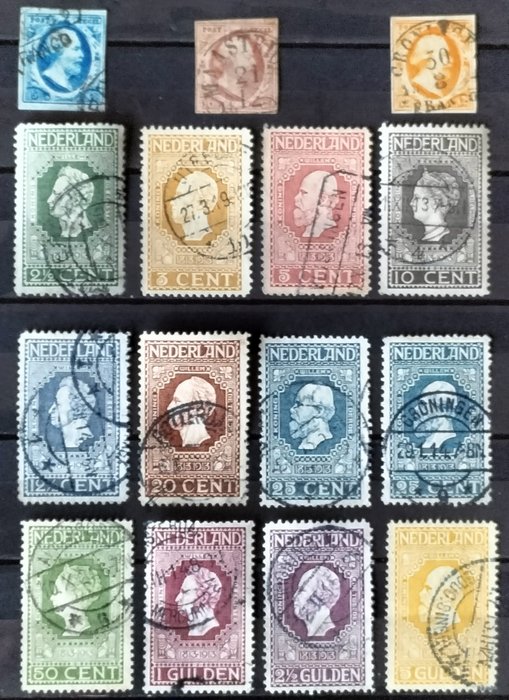 Holland 1852/1913 - Første emission W 3 og 100 års uafhængighed - NVPH 1 - 3 + 90 - 100