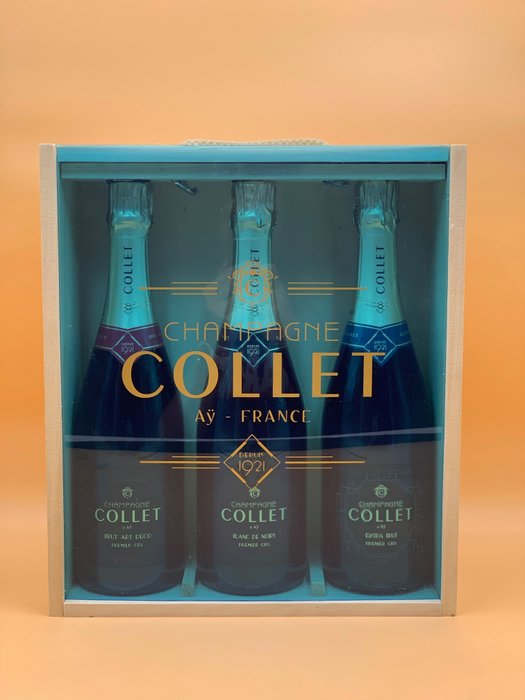 Collet, Brut Art Déco - Blanc De Noirs - Extra Brut - Champagne 1er Cru - 3 Flasker (0,75 L)