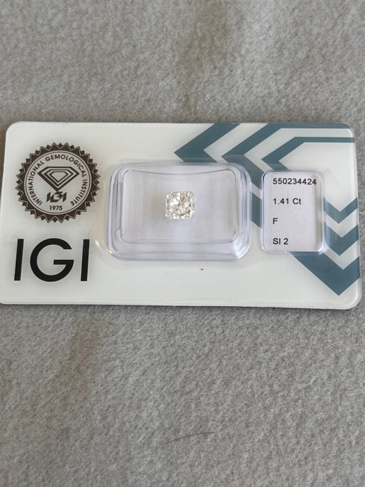 1 pcs Diamant  (Natur)  - 1.41 ct - Radiant - F - SI2 - International Gemological Institute (IGI)