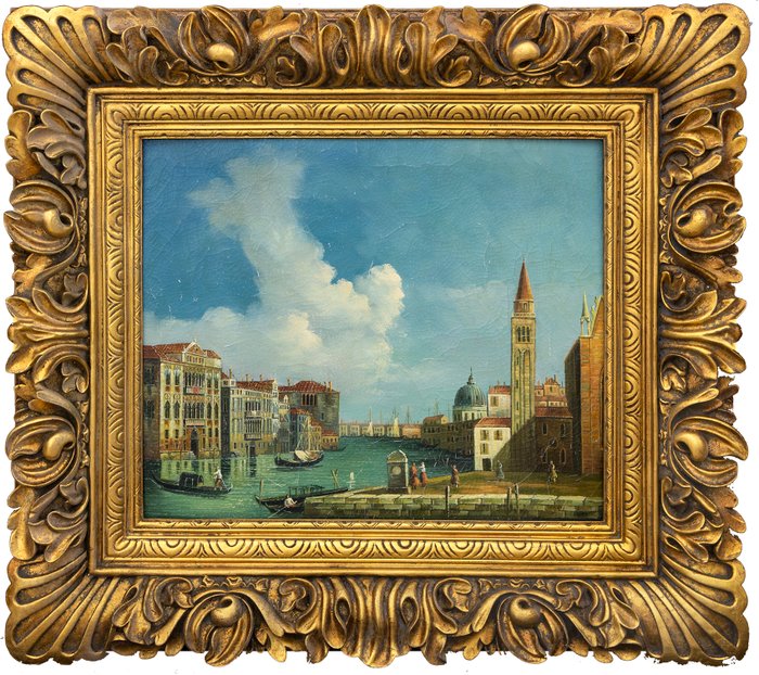 Scuola italiana (XX), After Canaletto - Venezia, il Canal Grande Verso Est, da Santa Maria  della Carità, verso il Bacino di San Marco