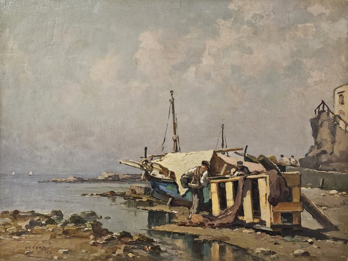 Nicolas De Corsi (1882-1956) - Preparazioni per la pesca