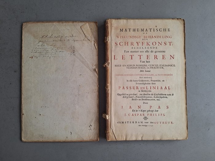 Jan Caspar Philips - Mathematische of Wiskundige Behandeling der Schryfkonst - 1737