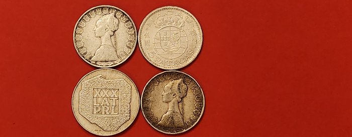 Italien.Polen.Portugal. Coins of the World.Set of 4 x Silver coins. Lire,Zloties,Patacas 1952-1971  (Ingen mindstepris)