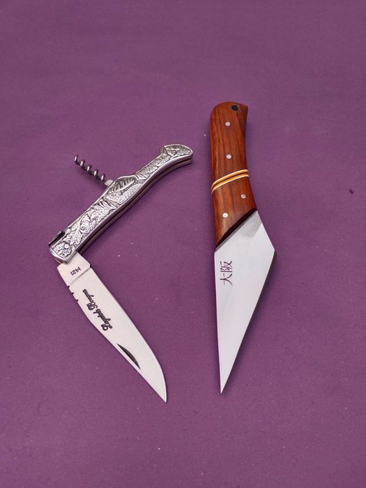 Køkkenkniv -  Laguiole Bougna" franske traditionelle knives kulinariske bøfknive" - Stål, Træ - Frankrig - Personlig samling