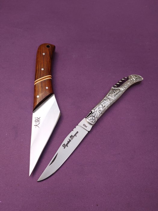 Køkkenkniv -  Laguiole Bougna" franske traditionelle knives kulinariske bøfknive" - Stål, Træ - Frankrig - Personlig samling