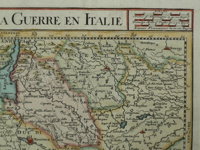 Europa - Italia / Brescia / Bergamo / Milano / Mantova / Bologna / Cremona; Henri du Sauzet - Theatre de la Guerre en Italie - 1721-1750