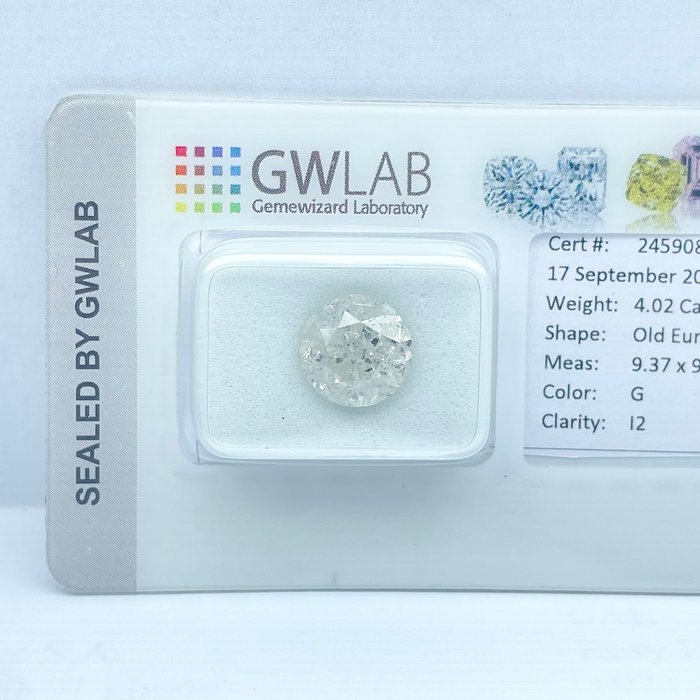 Ingen mindstepris - 1 pcs Diamant  (Natur)  - 402 ct - G - I2 - Gemewizard Gemological Laboratory (GWLab)