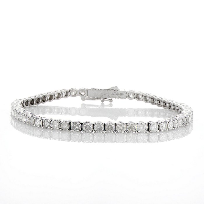 Ingen mindstepris - Tennisarmbånd - 14 karat Hvidguld -  5.70ct. tw. Diamant (Natur) - E-I FARVE