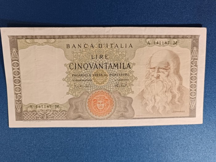 Italien, Den Italienske Republik. - 50.000 Lire 1974 "Leonardo" - Gigante BI 78D; Pick 99