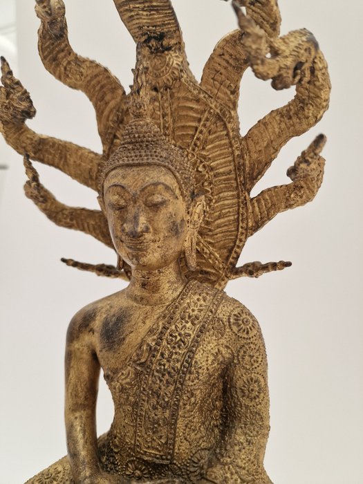 Buddha bronze 42 cm - Naga Throne - Thailand