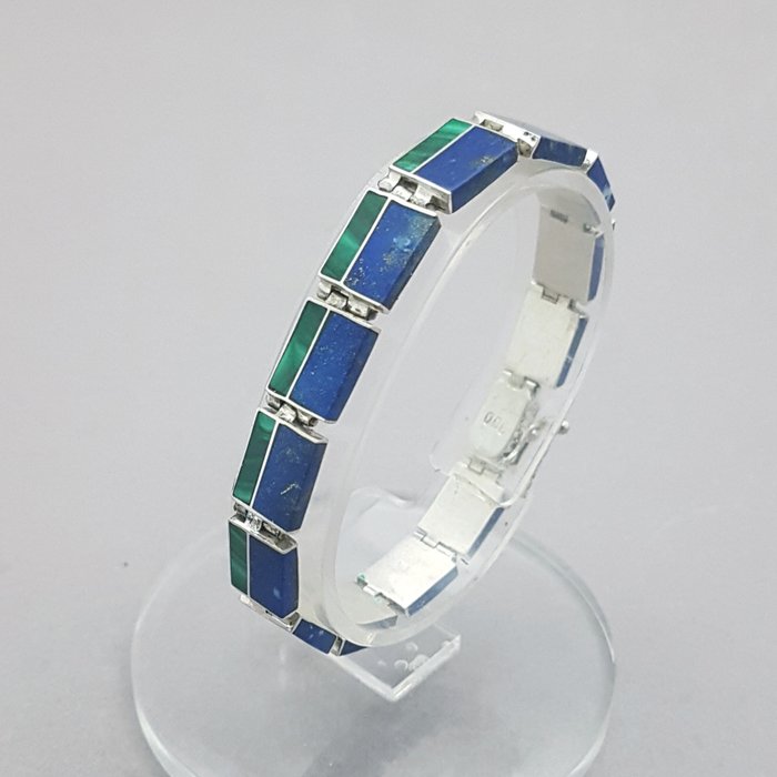 Ingen mindstepris - Armbånd Sølv - Malakit + Lapis Lazuli