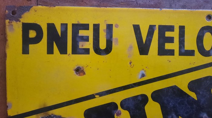 Pneu Velo DUNLOP - Email Koekelberg-Bruxelles - Reklameplakat - Emaljeret plak