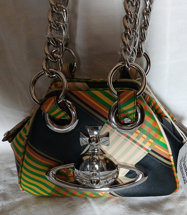 Vivienne Westwood - Archive Orb Chain - Handbag Saffiano Tartan - Håndtaske