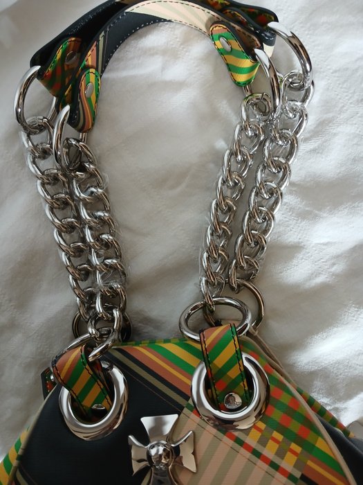 Vivienne Westwood - Archive Orb Chain - Handbag Saffiano Tartan - Håndtaske