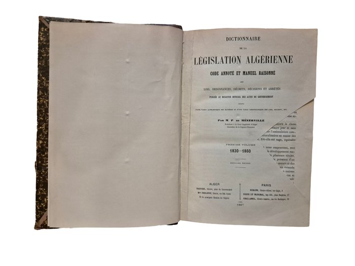 M. P. De Menerville - Dictionnaire de la législation Algérienne - 1867