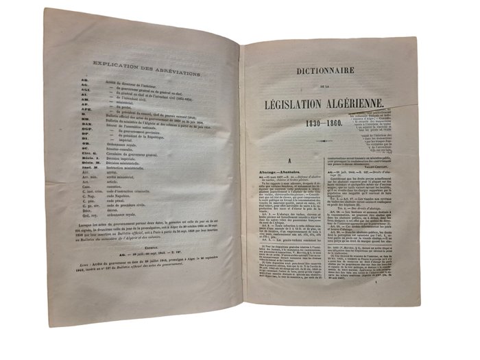 M. P. De Menerville - Dictionnaire de la législation Algérienne - 1867