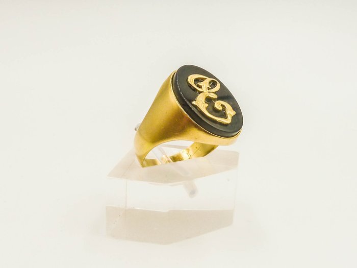 Ring - 18 kraat Gulguld - Onyx