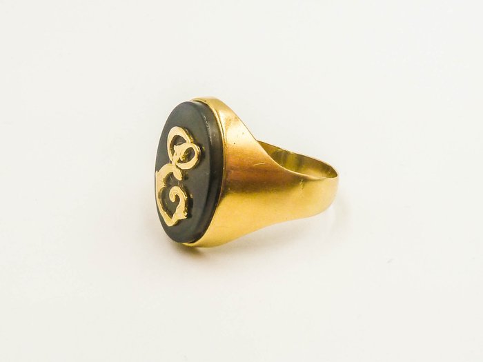 Ring - 18 kraat Gulguld - Onyx