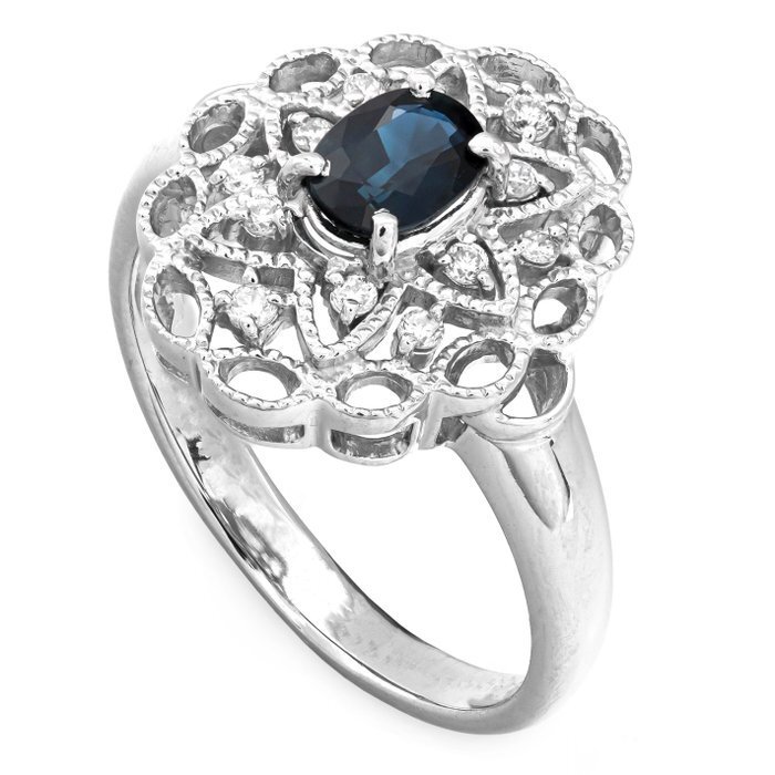 Ingen mindstepris - Ring Platin -  0.83ct. tw. Safir - Diamant