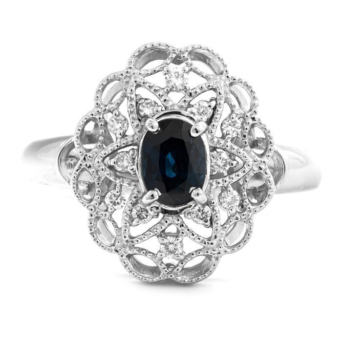 Ingen mindstepris - Ring Platin -  0.83ct. tw. Safir - Diamant