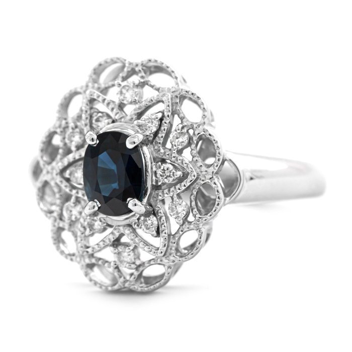 Ingen mindstepris - Ring Platin -  0.83ct. tw. Safir - Diamant