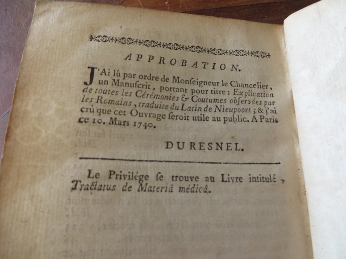 Nieupoort - Explication des coutumes et cérémonies observées chez les romains - 1750