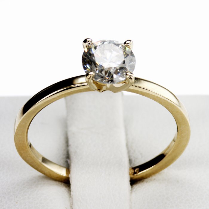 Ingen mindstepris - Forlovelsesring - 14 karat Gulguld -  1.03ct. tw. Diamant (Naturfarvet)