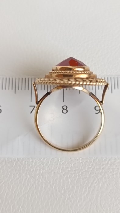 Ring - 14 karat Gulguld Karneol