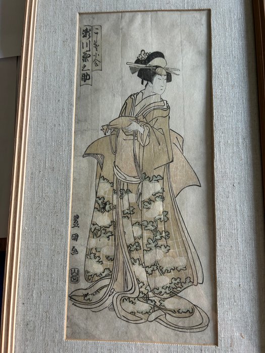 Framed hosoban size print with kabuki actor Segawa Kikunojō III in the role of ? - ca 1790-1811 - Utagawa Toyokuni I (1769-1825) - Japan - Edo-perioden (1600-1868)