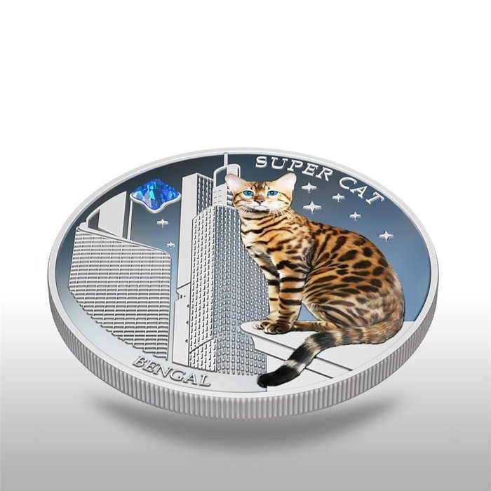 Fiji 2 Dollars 2013 Super Cat Bengal + Gem Stone 1 Oz (999)  (Ingen mindstepris)