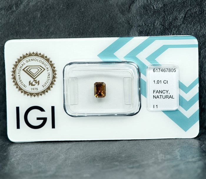 1 pcs Diamant  (Naturfarvet)  - 101 ct - Fancy Brunlig Gul - I1 - International Gemological Institute (IGI)