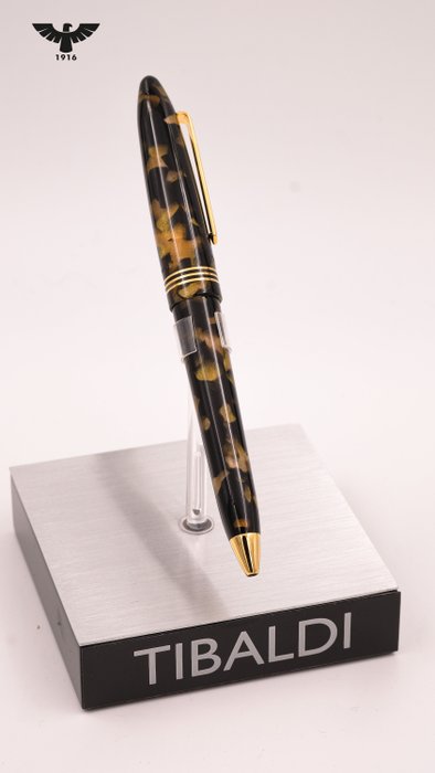 Tibaldi - Bononia - Black  Gold - Leather Good GIFT!! - Kuglepen