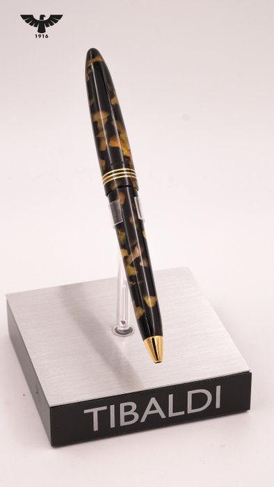 Tibaldi - Bononia - Black  Gold - Leather Good GIFT!! - Kuglepen