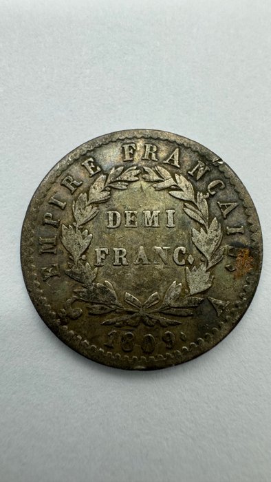 Frankrig. Napoléon I (1804-1814). 1/2 Franc 1809 A-Paris  (Ingen mindstepris)