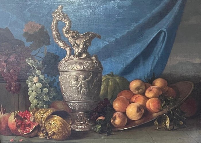 Meiffren Comte (1630-1705) - Still life with jug of wine and fruit