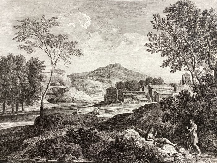 Gaspard Dughet (1615-1675) after, engraved by Jean Baptiste Chatelain (1710-1758) - Classical Landscape