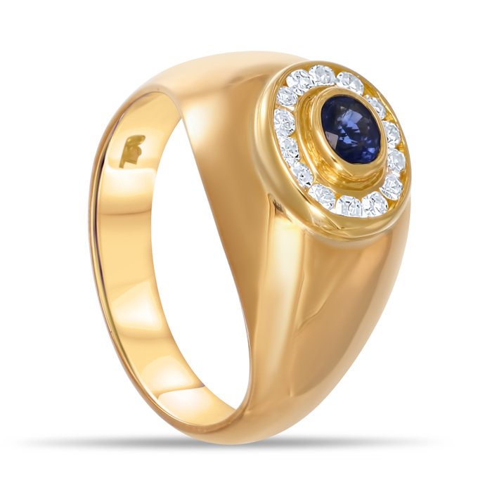 Ring - 18 kraat Gulguld -  0.68ct. tw. Safir - Diamant