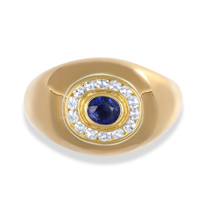 Ring - 18 kraat Gulguld -  0.68ct. tw. Safir - Diamant