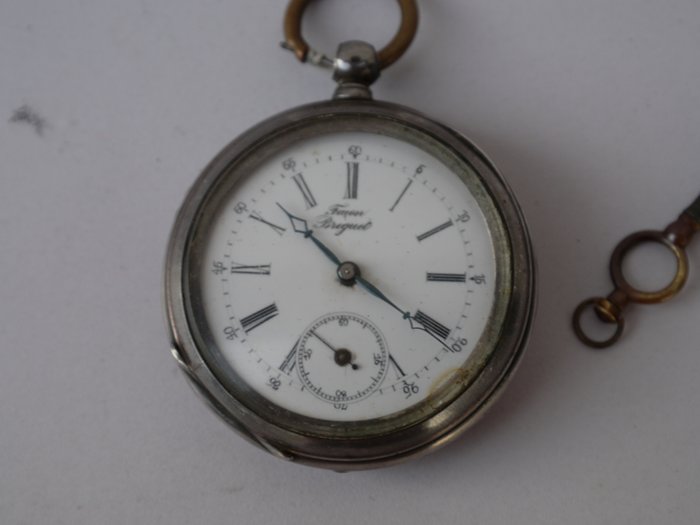 Facon Breguet - Taschenuhr Schlüsselaufzug Ankergang 15 Stenar 0.800 Silber - 1850-1900